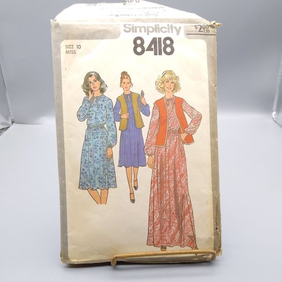 Vintage Sewing PATTERN Simplicity 8418, Misses 1977 Pullover Dress in Two Length - Picture 1 of 2